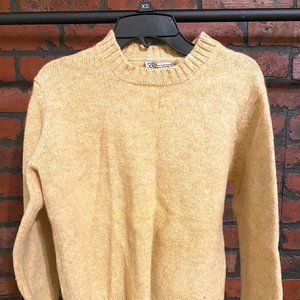 Vintage Light Yellow Crewneck Sweater, 100% Wool